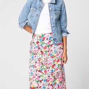 J. Crew Floral Midi Skirt Linen Blend NWT